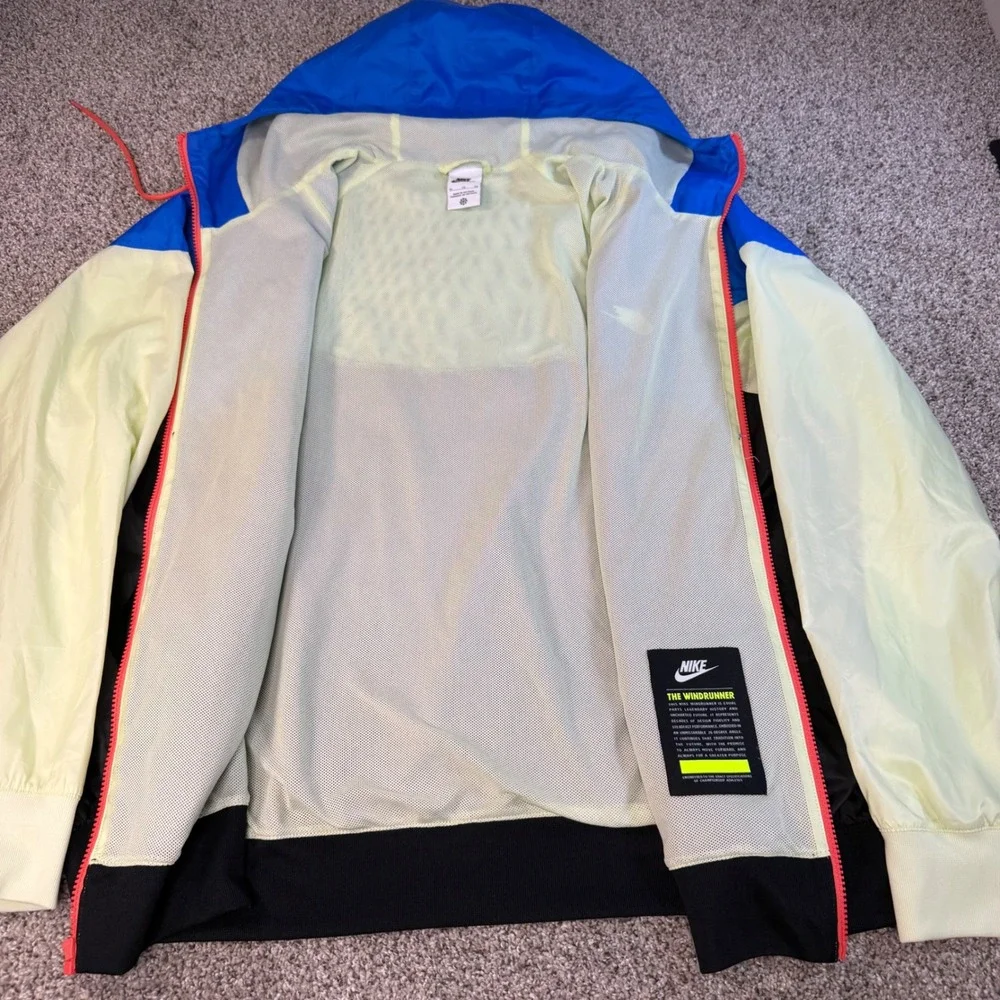 Nike Windrunner Jacket Mens XL Colorblock Blue Black Lime Green Full Zip Hooded